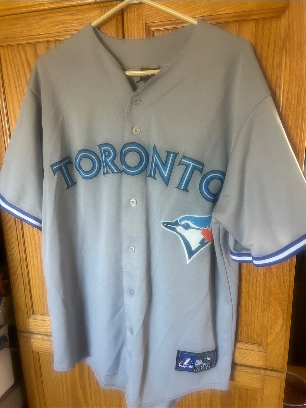 Majestic Toronto Blue Jays Grey and Blue Replica Jersey